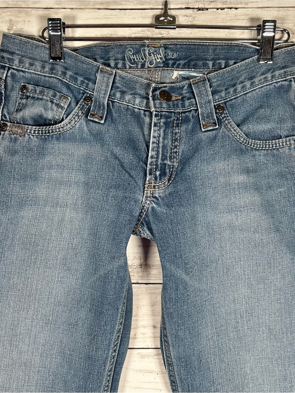 Cruel Girl Lowrise Y2K Slim 3 XL Medium Wash Bootcut Cotton Jean - Picture 3 of 5